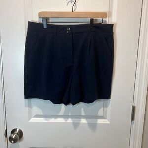Nautica Jeans Womens Navy Blue Flat Front Pleated Golf Shorts Size 14